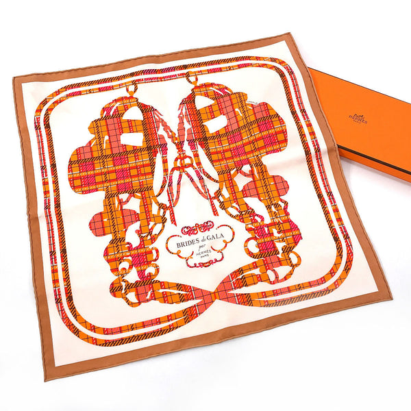 HERMES scarf 894052S Gavroche 45 BRIDES DE GALA TARTAN silk pink pink Women New