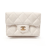 CHANEL Tri-fold wallet AP0230 Classic Small Flap Matelasse Matt caviar skin white Women Second hand