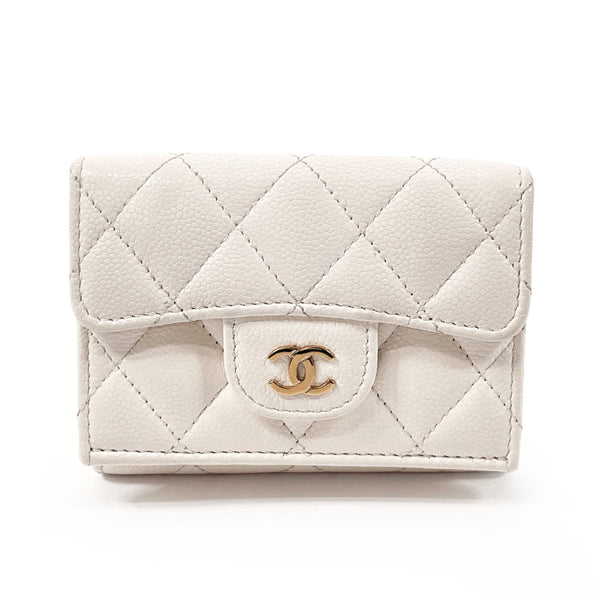 CHANEL Tri-fold wallet AP0230 Classic Small Flap Matelasse Matt caviar skin white Women Used