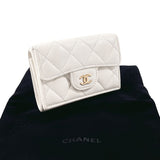 CHANEL Tri-fold wallet AP0230 Classic Small Flap Matelasse Matt caviar skin white Women Used