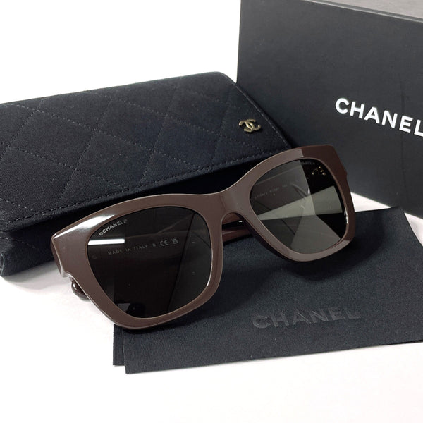 CHANEL sunglasses 5478-A COCO Mark Heart Synthetic resin Brown Women Used