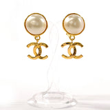 CHANEL Earring COCO Mark Gold Plated/Fake pearl gold 93 A Women Used