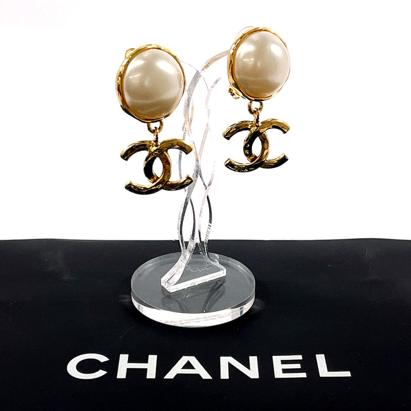 CHANEL Earring COCO Mark Gold Plated/Fake pearl gold 93 A Women Used