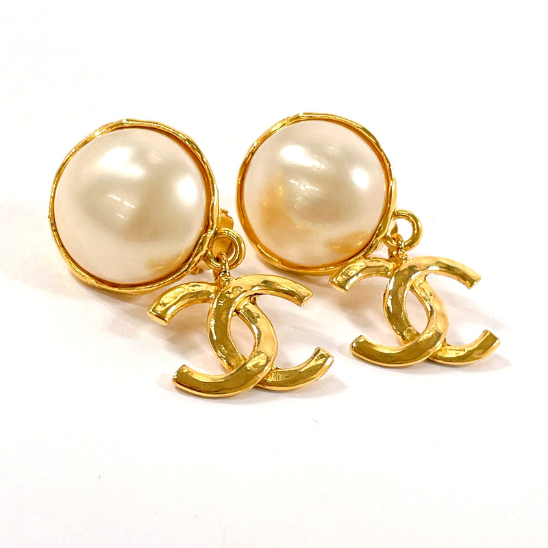 CHANEL Earring COCO Mark Gold Plated/Fake pearl gold 93 A Women Used