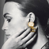 CHANEL Earring COCO Mark Gold Plated/Fake pearl gold 93 A Women Used