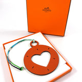 HERMES charm Petit h petit ash Circle in Heart Taurillon Clemence/Epsom Orange Orange Women Used