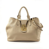 MIU MIU Handbag 2WAY leather beige Women Used