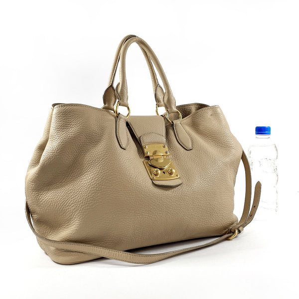 MIU MIU Handbag 2WAY leather beige Women Used