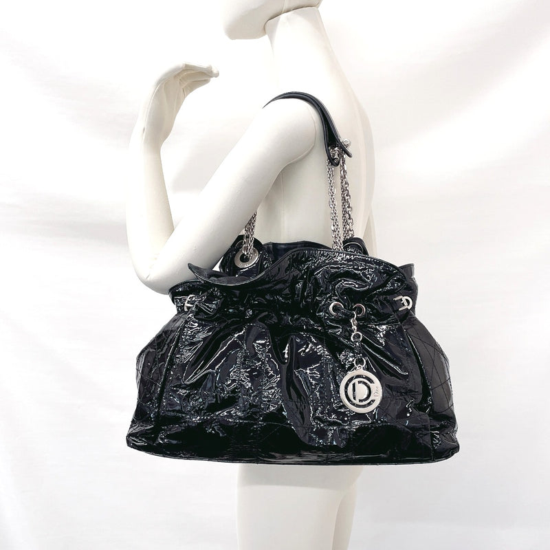 Christian Dior Shoulder Bag Le Trant Canage ChainShoulder Patent leather Black Women Used