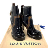 LOUIS VUITTON boots Star trail line short boots Patent leather/Monogram canvas Black Black Women Used