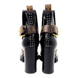 LOUIS VUITTON boots Star trail line short boots Patent leather/Monogram canvas Black Black Women Second hand