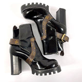 LOUIS VUITTON boots Star trail line short boots Patent leather/Monogram canvas Black Black Women Second hand