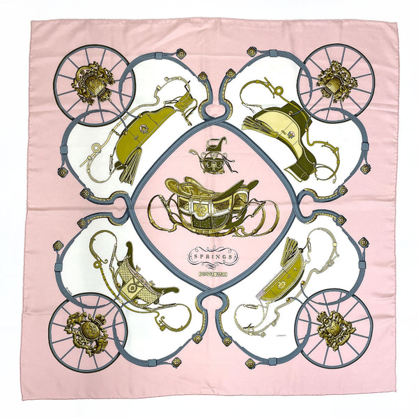 HERMES scarf Carre 90 SPRINGS silk pink Women Used