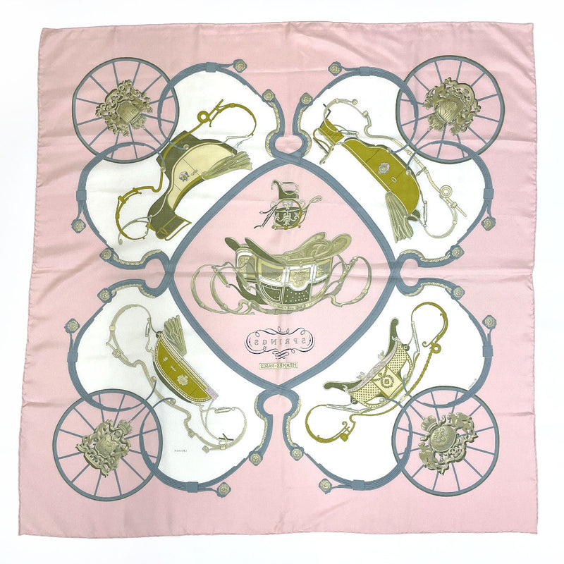 HERMES scarf Carre 90 SPRINGS silk pink Women Used