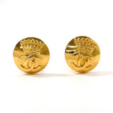 CHANEL Earring COCO Mark Crown motif vintage metal gold 96 A Women Used