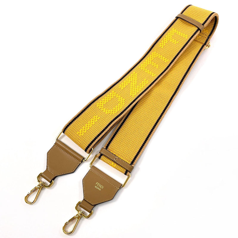 FENDI Shoulder strap Strap you canvas/leather yellow yellow Women Used