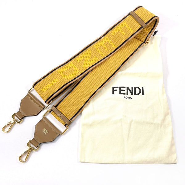 FENDI Shoulder strap Strap you canvas/leather yellow yellow Women Used