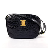 Salvatore Ferragamo Shoulder Bag BA21 4183 Vala Croco embossed leather Black Women Used