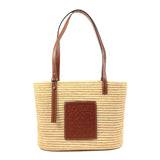 LOEWE Tote Bag A223099X02 Square Basket Bag Small Raffia/leather beige beige Women Used