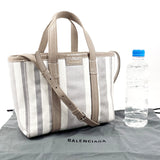 BALENCIAGA Tote Bag 671404 Barbez Small 2WAY Nylon/leather beige Women Used