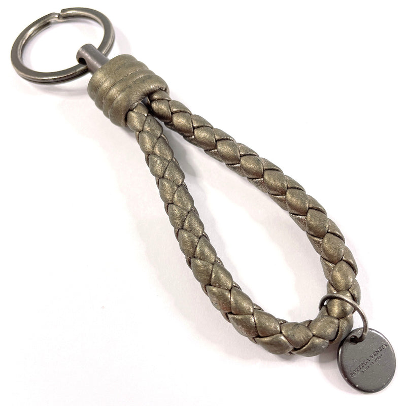 BOTTEGAVENETA key ring Intrecciato leather/metal gold mens Used