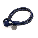 BOTTEGAVENETA bracelet Intrecciato leather Navy unisex Used