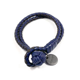 BOTTEGAVENETA bracelet Intrecciato leather Navy unisex Used