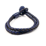 BOTTEGAVENETA bracelet Intrecciato leather Navy unisex Used