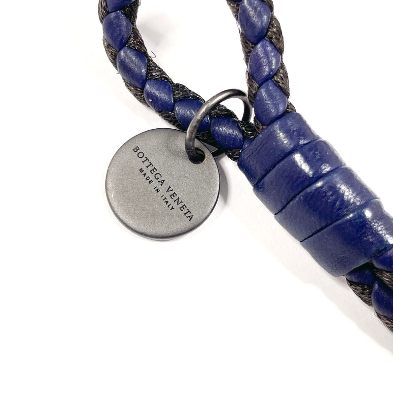 BOTTEGAVENETA bracelet Intrecciato leather Navy unisex Second hand