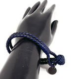 BOTTEGAVENETA bracelet Intrecciato leather Navy unisex Used