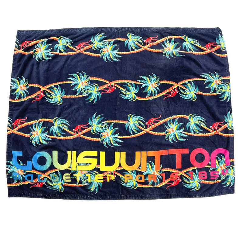 LOUIS VUITTON towel MP1980 Jungle motif beach towel bath towel cotton Navy unisex Used