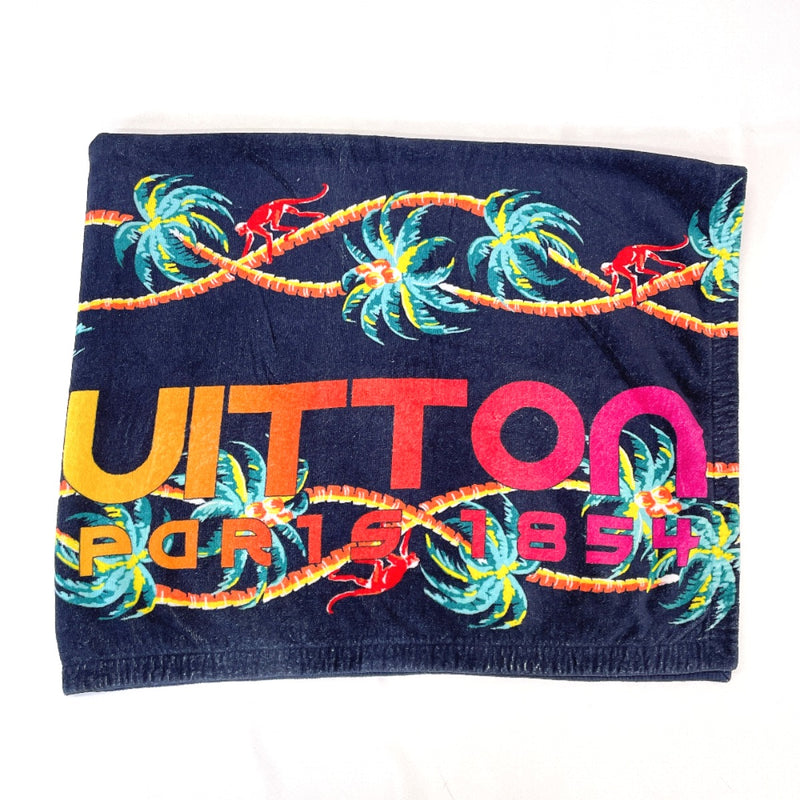 LOUIS VUITTON towel MP1980 Jungle motif beach towel bath towel cotton Navy unisex Second hand