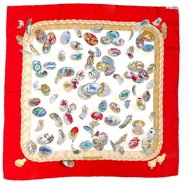 HERMES scarf Carre 90 COUVEE D'HERMES Hermes Egg silk Red Women Second hand