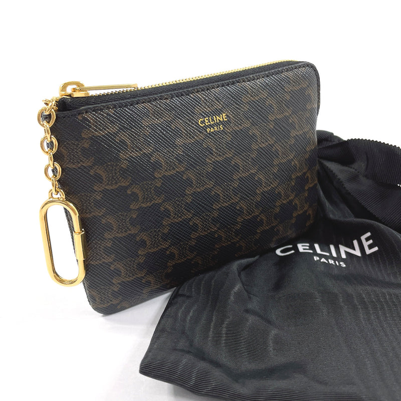 CELINE coin purse 10C662BTA 38NO Coin & card pouch Triomphe PVC Black unisex Used