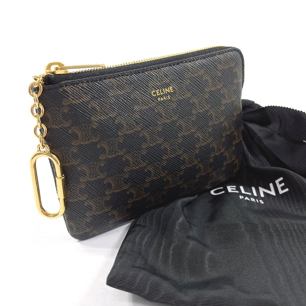 CELINE coin purse 10C662BTA 38NO Coin & card pouch Triomphe PVC Black unisex Second hand