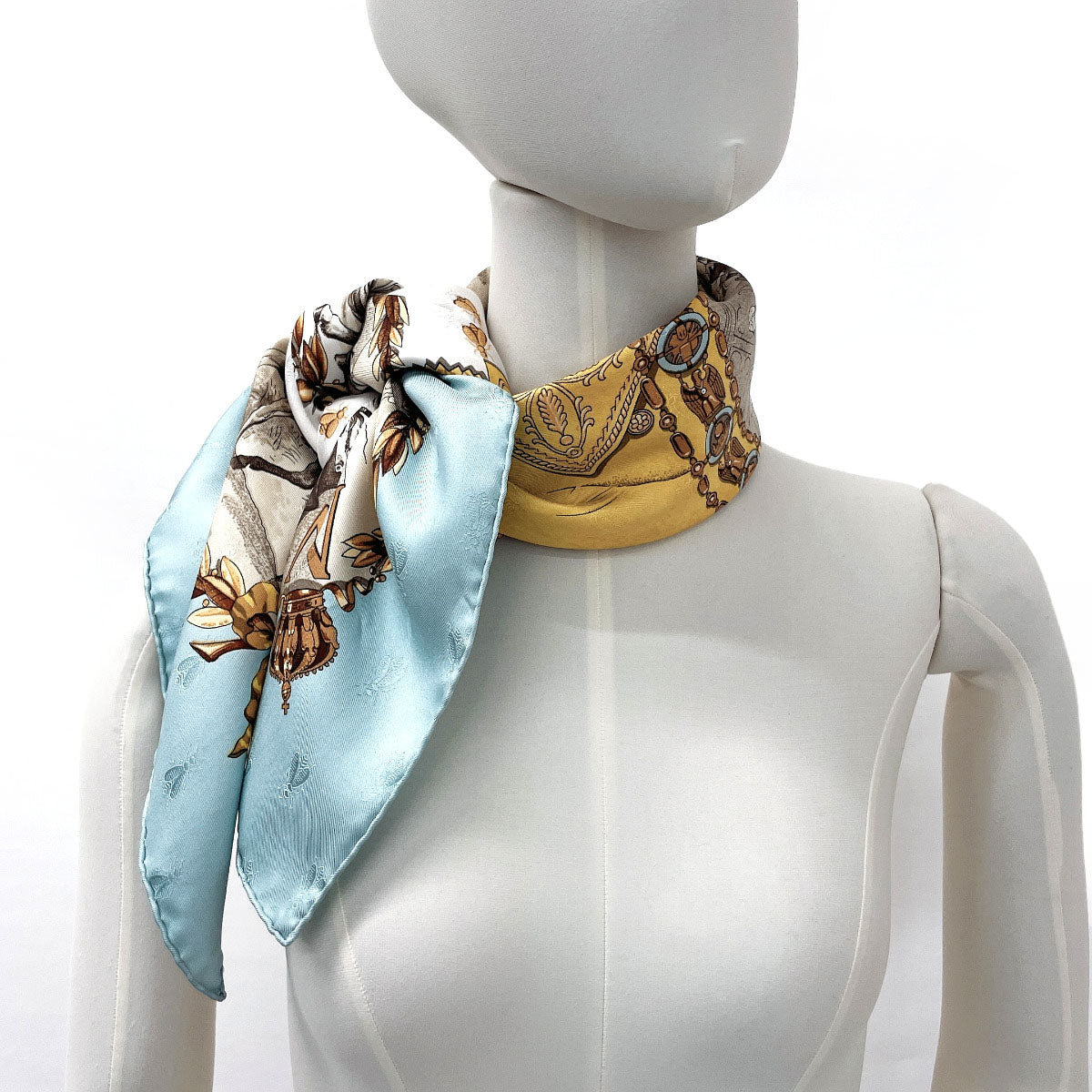 HERMES scarf Carre 90 NAPOLEON Napoleon silk blue Women Second