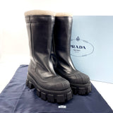 PRADA boots 1W380M Monolith shearling boots leather/Mouton Black Women Second hand