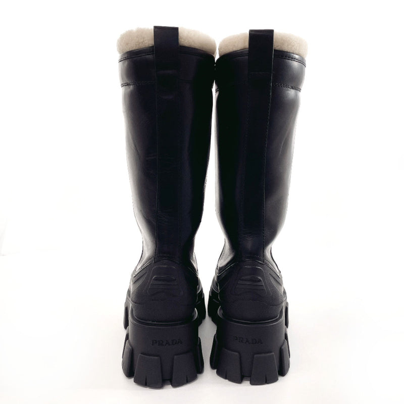 PRADA boots 1W380M Monolith shearling boots leather/Mouton Black Women Second hand