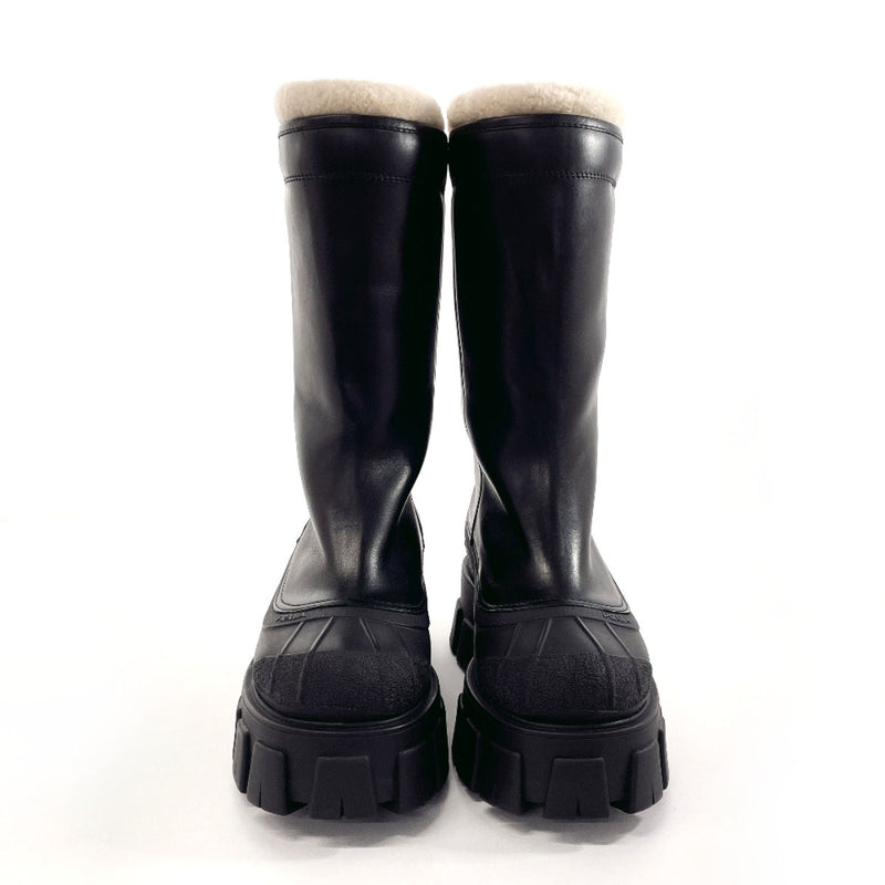 PRADA boots 1W380M Monolith shearling boots leather/Mouton Black Women Second hand