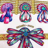 HERMES scarf Carre 90 LES RUBANS DU CHEVAL Horse Ribbon silk white Women Second hand
