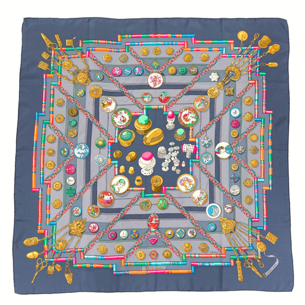 HERMES scarf Carre 90 Petite Main Seamstress silk Navy Women Second hand