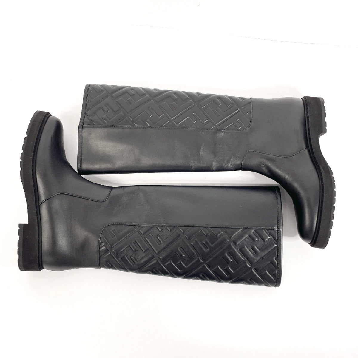 FENDI boots 8U8036 Long boots Zucca 21AW EMBOSSED FF MOTIF leather