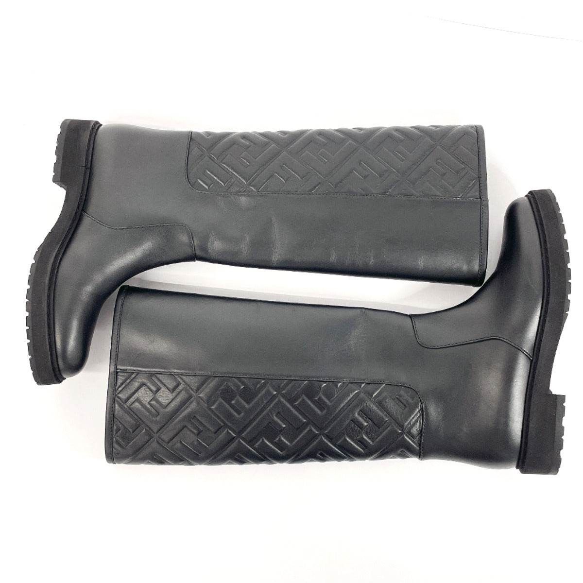 FENDI フェンディ ズッカ柄　ブーツ ファブリックxレザー 36 FENDI boots 8U8036 Long boots Zucca 21AW EMBOSSED FF MOTIF leather