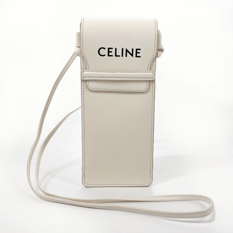 CELINE Shoulder Bag Sunglasses case logo leather white unisex Second hand