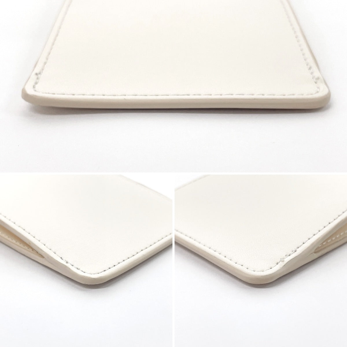 CELINE ケース ホワイト/ベージュ CELINE Shoulder Bag Sunglasses case logo leather white unisex