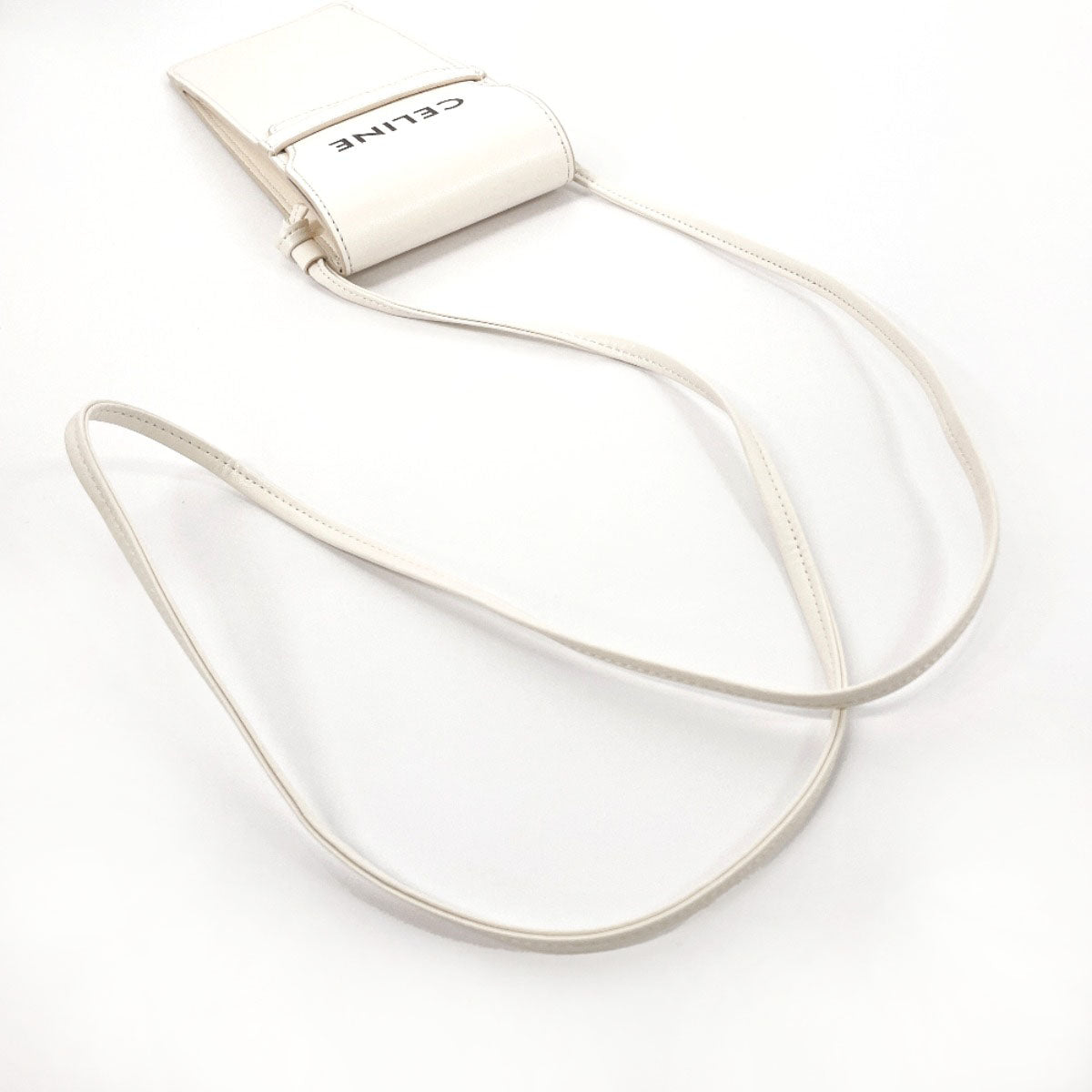 CELINE Shoulder Bag Sunglasses case logo leather white
