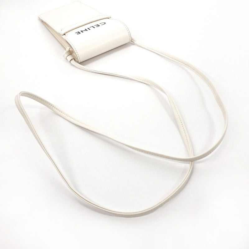 CELINE Shoulder Bag Sunglasses case logo leather white unisex