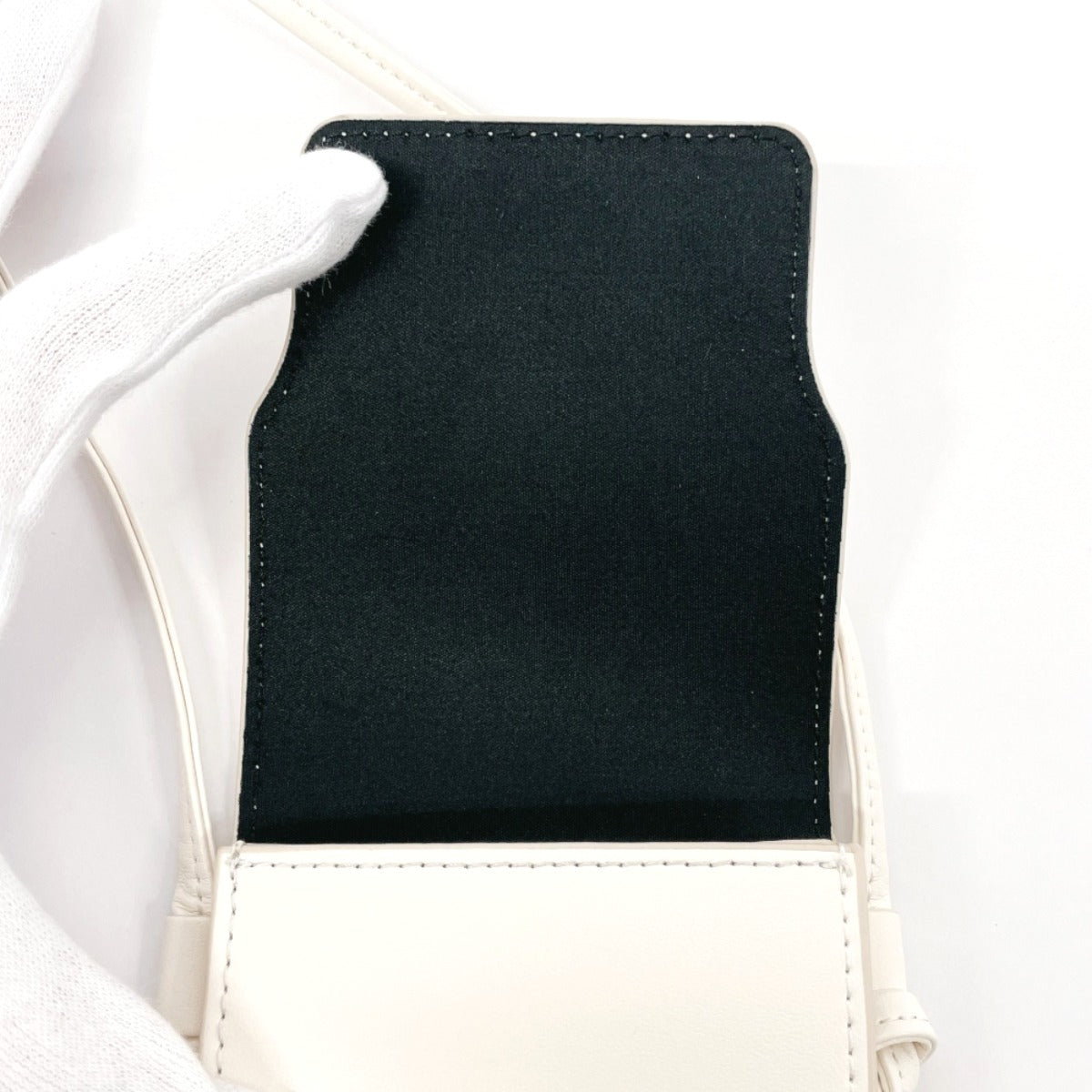 CELINE Shoulder Bag Sunglasses case logo leather white unisex