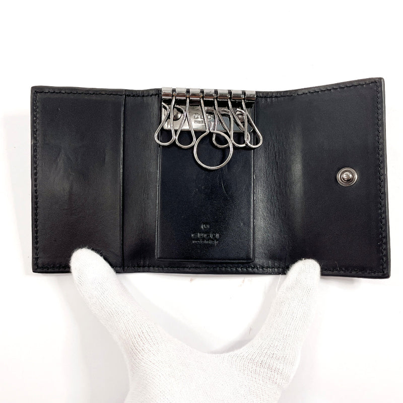 GUCCI key holder  138093 six hooks Sima leather Black mens Second hand