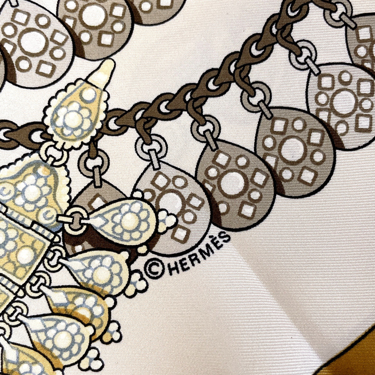 HERMES scarf Carre 90 KOSMIMA Universe silk Brown Women